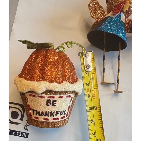Pier One Glitter Pumpkin Ornament Tree Fall Thanksgiving Centerpiece 12”T - Picture 7 of 8